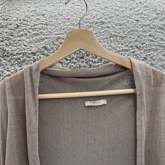 Crea Concept Sweater Womens S Tan Lightweight Linen Lagenlook Boho Open Cardigan - Picture 4 of 12